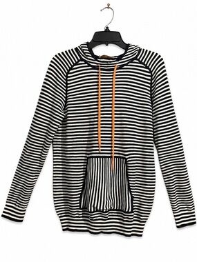 Tory Burch Hoodie Women Small Navy White Striped Cashmere Resort Preppy